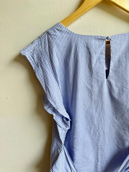 Seaside Stripe Peplum Top | Tie-Back Detail | Size 16