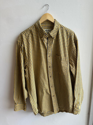 Vintage Eddie Bauer Button-Down – Mustard Grid Plaid | Size Large