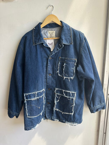 Vintage “Fray State” Denim Workwear Jacket – NONTI Brand | Size Large