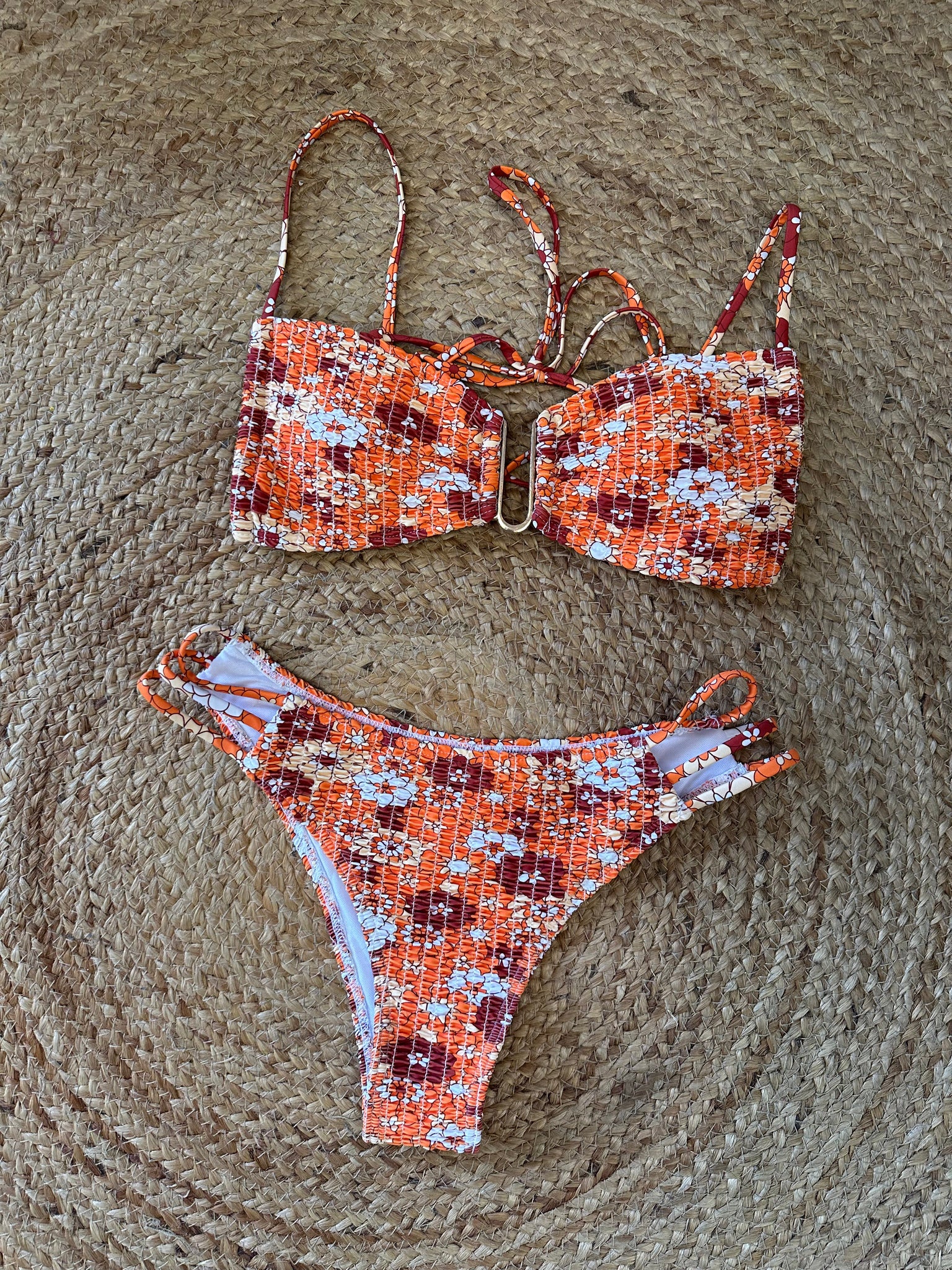 Retro Bloom Smocked Bikini Set
