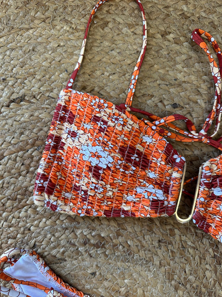 Retro Bloom Smocked Bikini Set