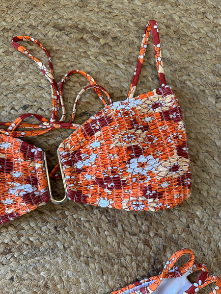 Retro Bloom Smocked Bikini Set