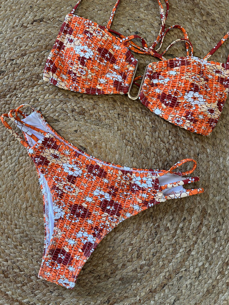 Retro Bloom Smocked Bikini Set