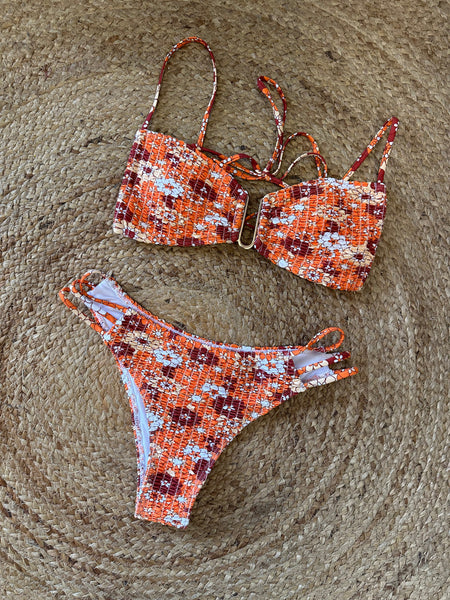 Retro Bloom Smocked Bikini Set