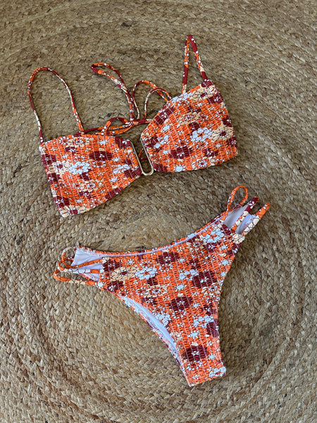 Retro Bloom Smocked Bikini Set