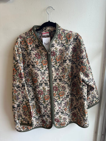 Handmade Vintage Garden Tapestry Jacket by Shella – Size XL