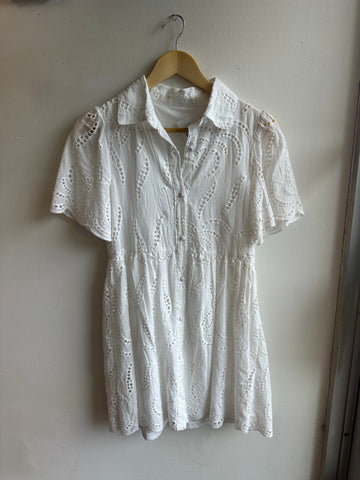 Morris Day White Eyelet Mini Dress – Size XS