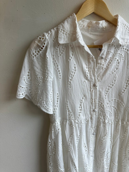 Morris Day White Eyelet Mini Dress – Size XS