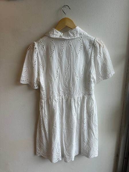 Morris Day White Eyelet Mini Dress – Size XS