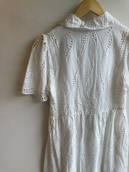 Morris Day White Eyelet Mini Dress – Size XS