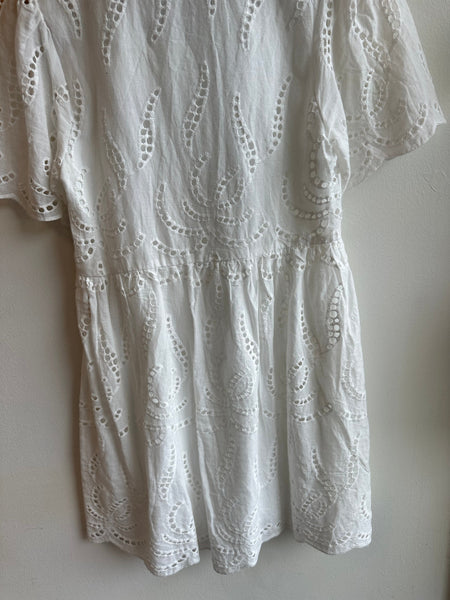 Morris Day White Eyelet Mini Dress – Size XS