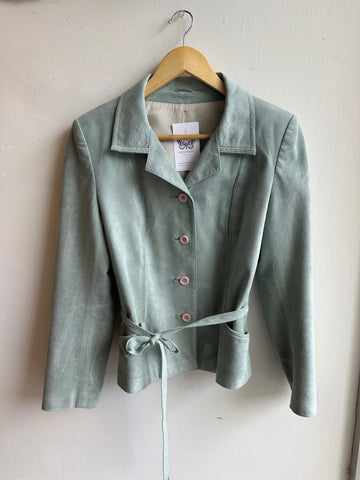 Vintage Sage Suede Belted Jacket – Size M