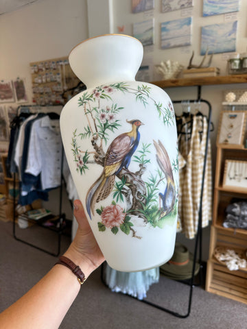 Vintage Porcelain Bird & Blossom Vase