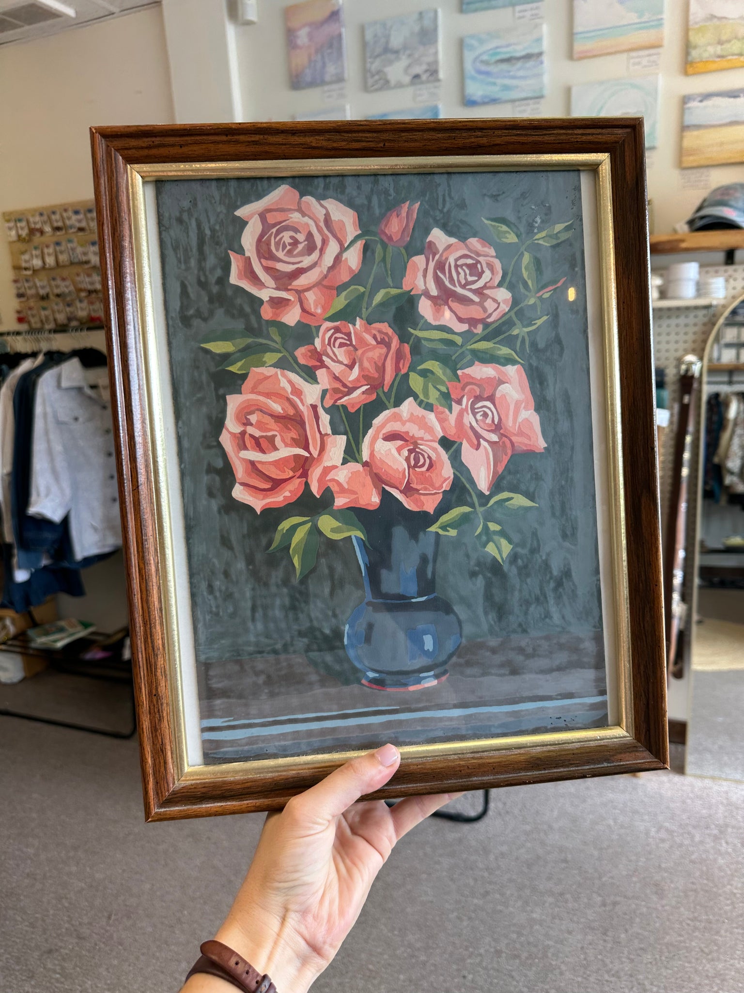 Vintage Framed Rose Still Life Painting