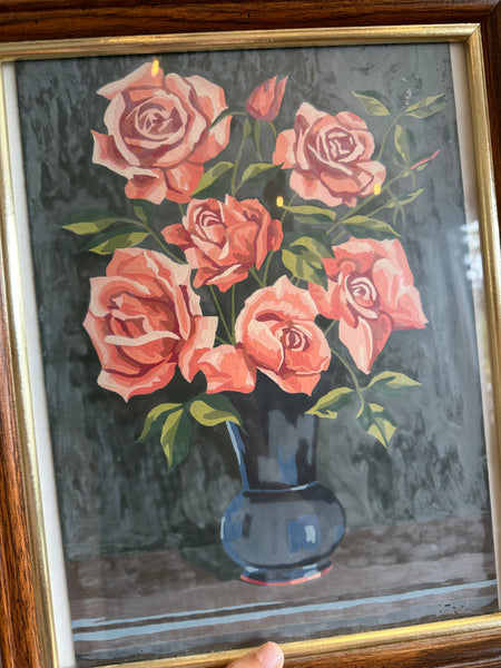 Vintage Framed Rose Still Life Painting