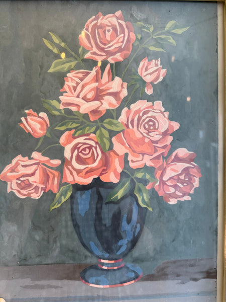 Vintage Framed Rose Still Life Painting