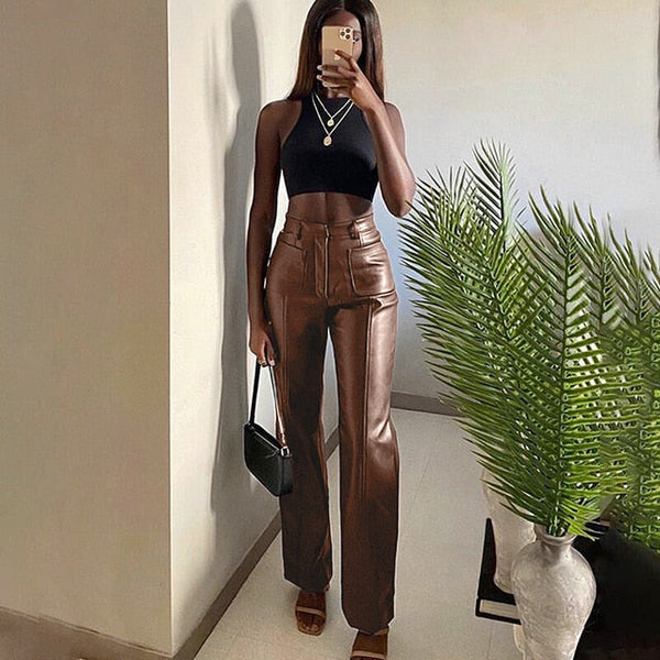 High Waist Leather Pants