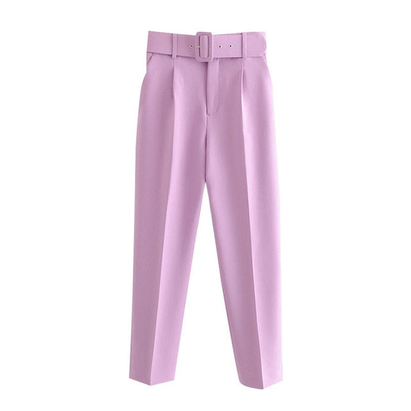 Belted Crop Dress Pants