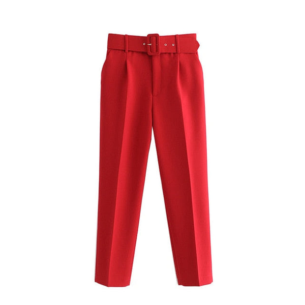 Belted Crop Dress Pants