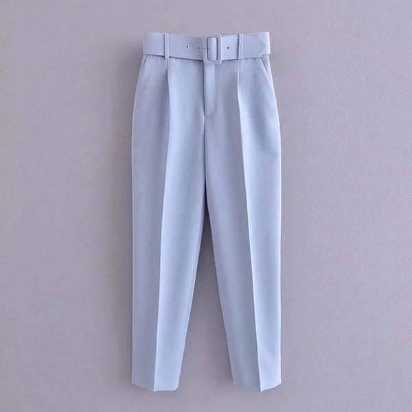 Belted Crop Dress Pants