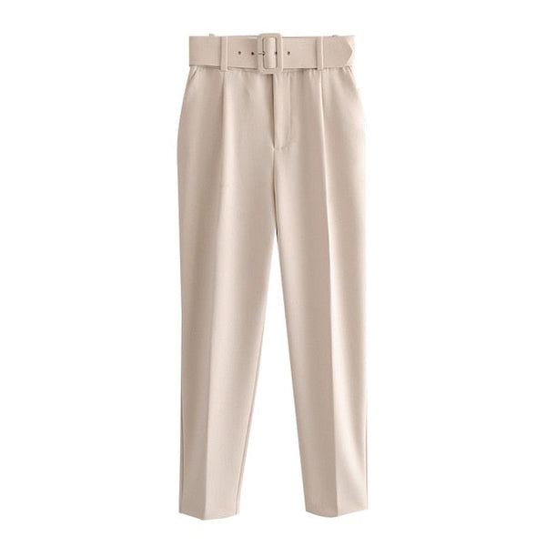 Belted Crop Dress Pants
