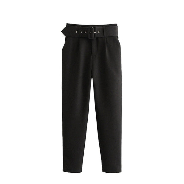 Belted Crop Dress Pants