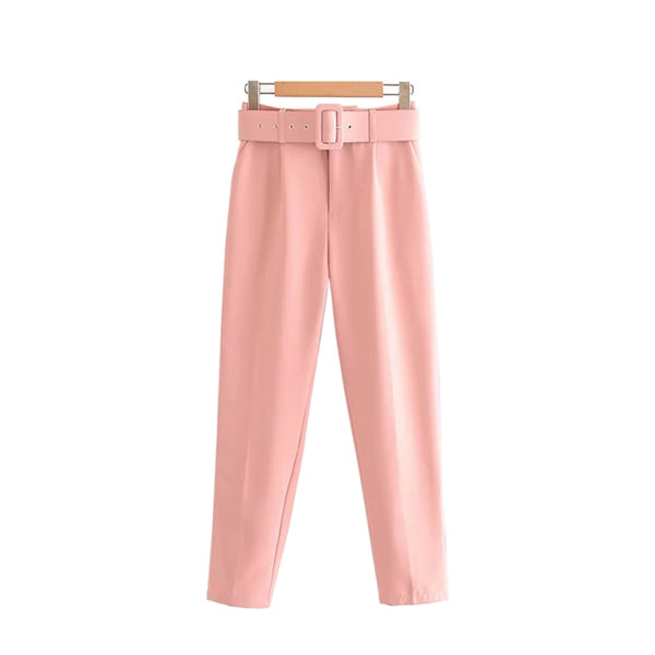 Belted Crop Dress Pants