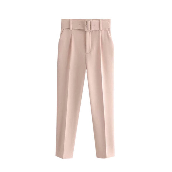 Belted Crop Dress Pants