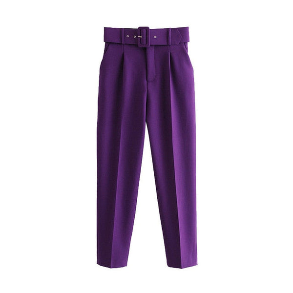 Belted Crop Dress Pants