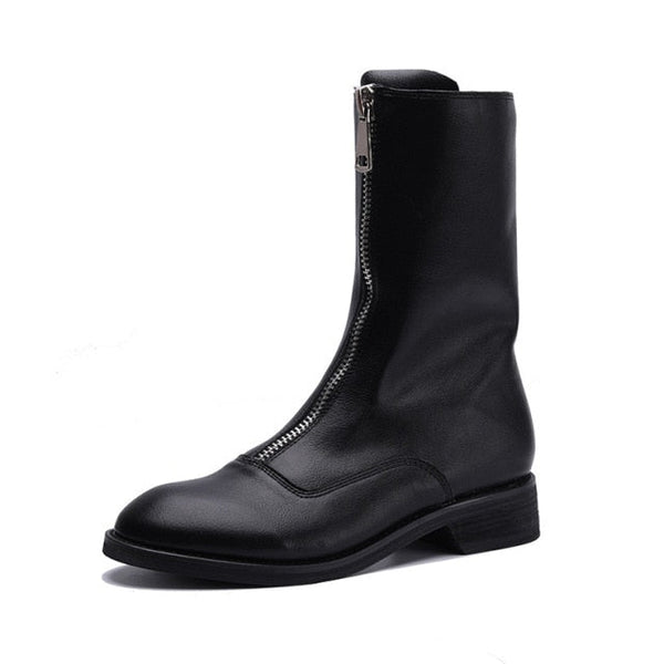 Leather Zip Down Boots