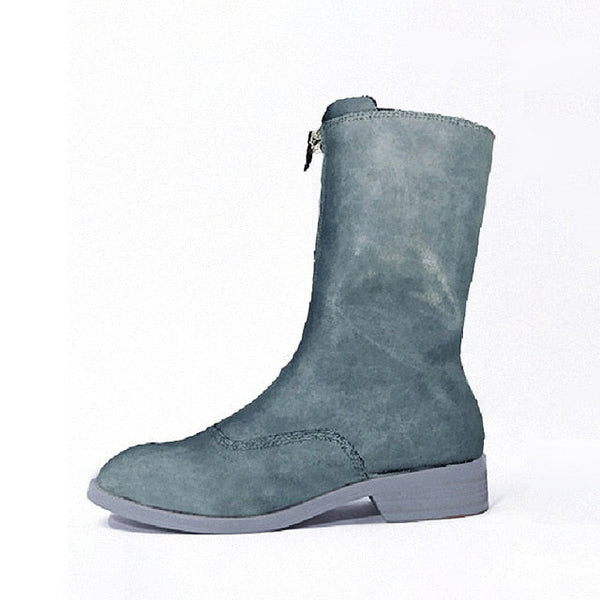 Leather Zip Down Boots