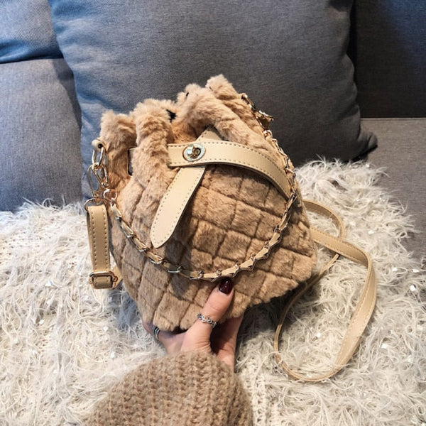 Plaid Plush Handbag