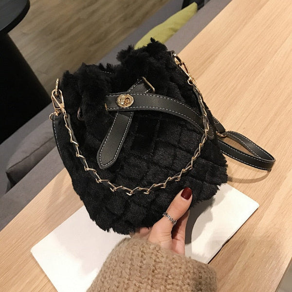 Plaid Plush Handbag