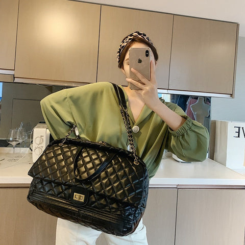 Lattice Leather Travel Bag