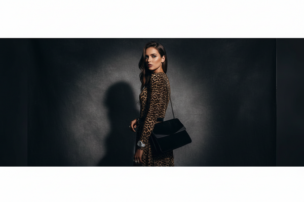 Women's Leopard Print Vintage Round Neck Long Sleeve Dress