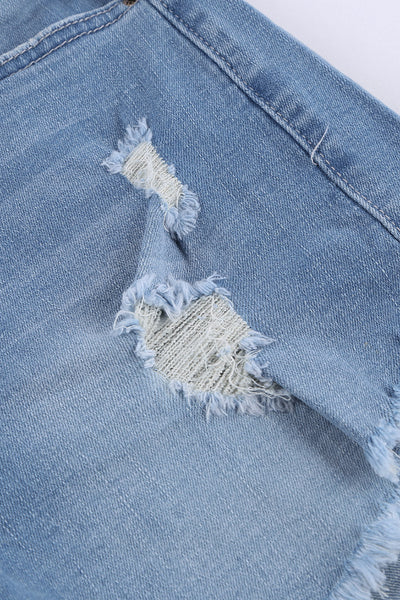 Stylish High Waist Distressed Denim Shorts