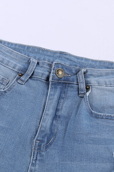 Stylish High Waist Distressed Denim Shorts