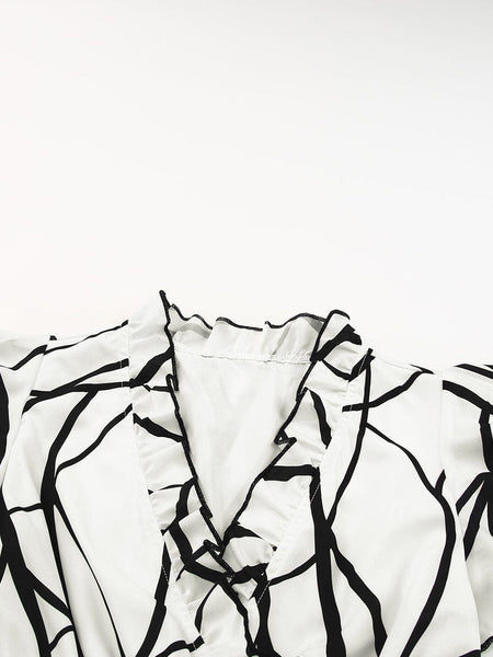 Contemporary Maxi Dress with Mesmerizing Abstract Face Print and V-Neckline