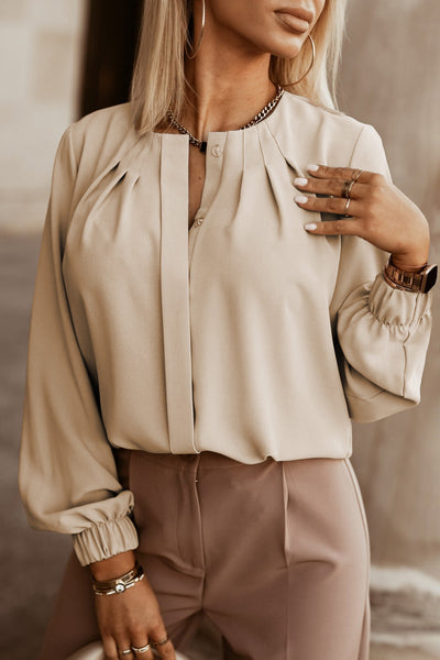 Beige Pleated Blouse