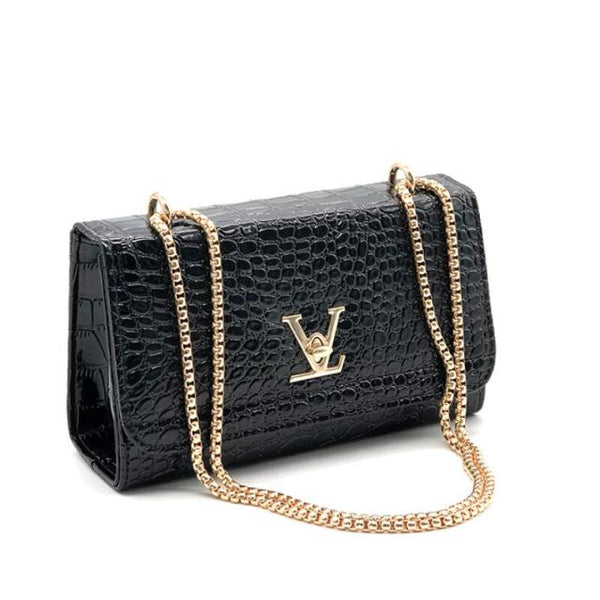 Alligator Pattern Leather Chain Bag