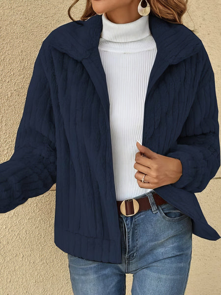 MsDressly‚àö√â‚Äö√Ñ√∂‚àö√á¬¨√Ü Zip Lapel Plush Cropped Jacket