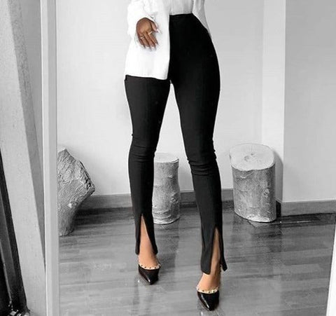 Cut Bottom Stretch Pants