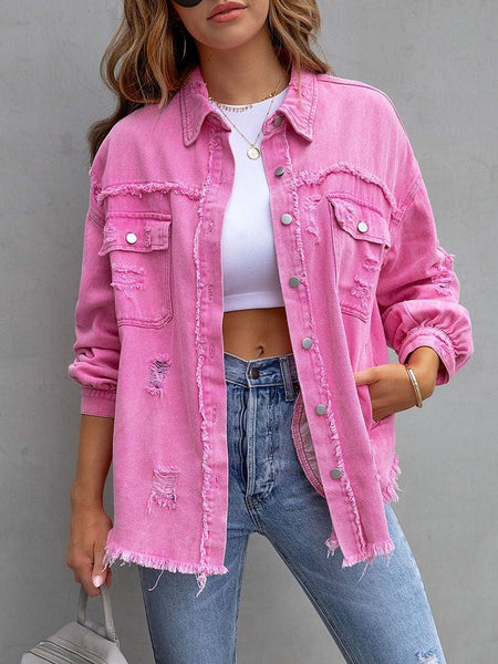 Women's Vintage Washed Denim Jacket in Denim jackets