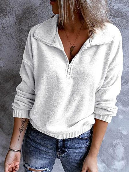 Women's Polar Fleece Stand Collar Zipper Long Sleeves Hoodie