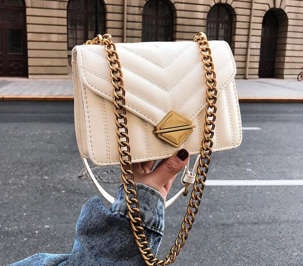 Chain Strap Leather Crossbody Bag