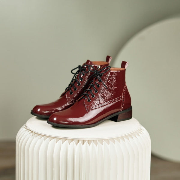 Genuine Leather Low Heel Boots