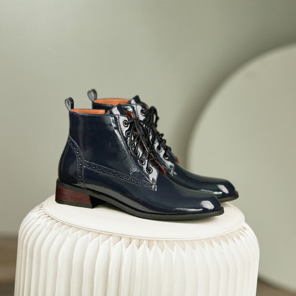 Genuine Leather Low Heel Boots