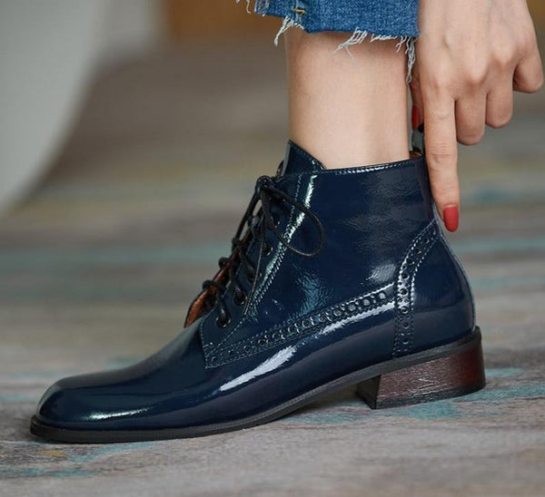 Genuine Leather Low Heel Boots