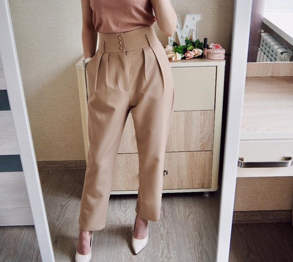 Triple Button High Waist Pants