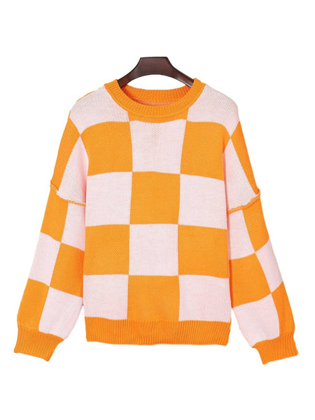 Women's Relaxed Fit Plaid Knit Sweater made for easy styling and wardrobe coordination, with premium-like structure and finish.